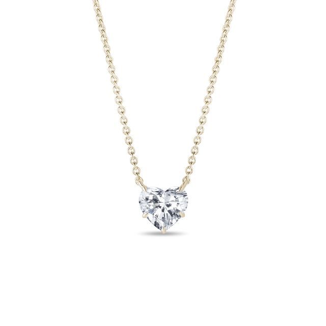 NASZYJNIK Z ŻÓŁTEGO ZŁOTA Z DIAMENTEM W KSZTAŁCIE SERCA - NASZYJNIKI Z DIAMENTAMI - NASZYJNIKI