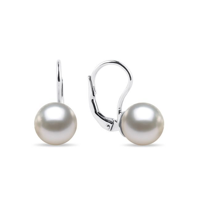 BOUCLES D'OREILLES EN OR BLANC 14 CT AVEC PERLES AKOYA - BOUCLES D'OREILLES EN PERLES - PERLES