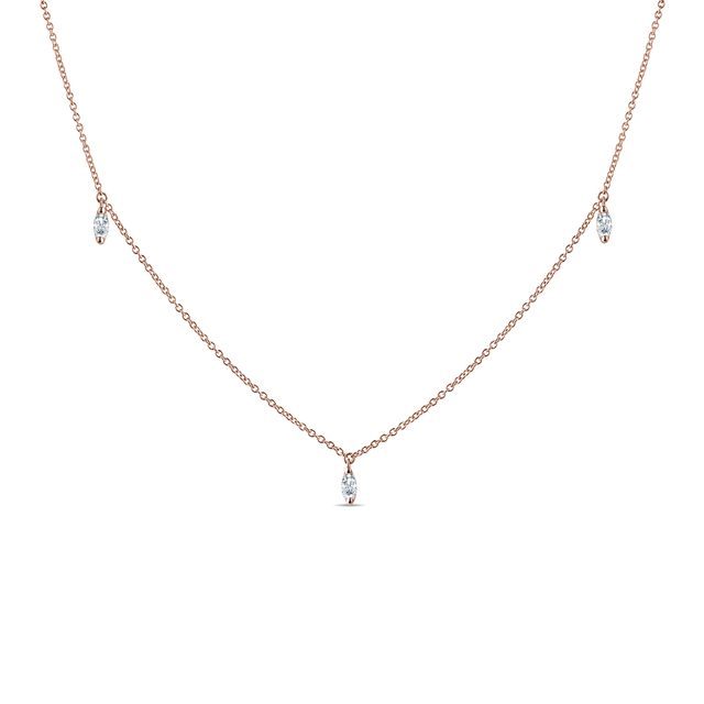 COLLIER MINIMALISTE AVEC OR ROSE AVEC DIAMANTS TAILLE MARQUISE - COLLIERS AVEC DIAMANTS - COLLIERS