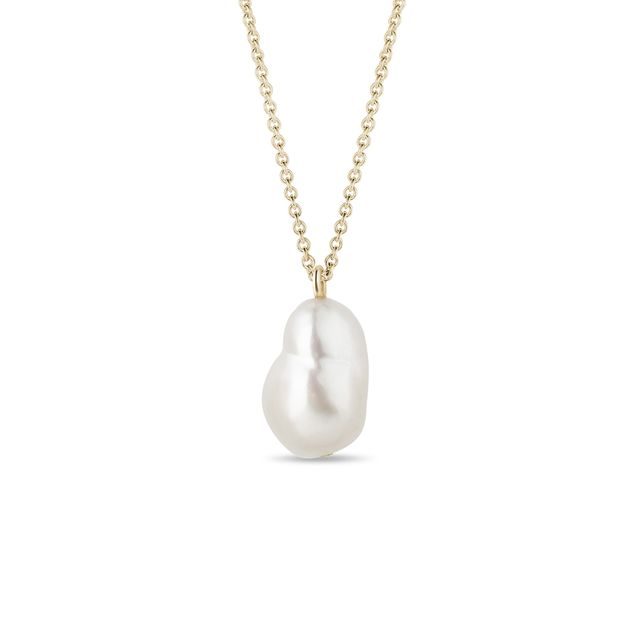 FRESHWATER BAROQUE PEARL GOLD NECKLACE - PEARL PENDANTS - PEARL JEWELRY
