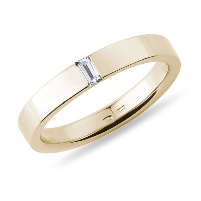 HERRENEHERING MIT BAGUETTE DIAMANT IN 14KT GELBGOLD - TRAURINGE FÜR HERREN - TRAURINGE