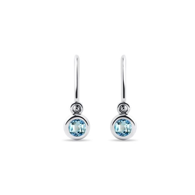 BOUCLES D'OREILLES POUR ENFANTS EN OR BLANC AVEC TOPAZE - BOUCLES D'OREILLES POUR ENFANTS - BOUCLES D'OREILLES