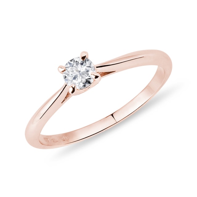 GENTLE RING IN PINK GOLD WITH DIAMOND - SOLITAIRE ENGAGEMENT RINGS - ENGAGEMENT RINGS