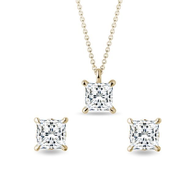 YELLOW GOLD NECKLACE AND EARRING SET WITH LAB GROWN DIAMONDS - JEWELRY SETS - FINE JEWELRY
