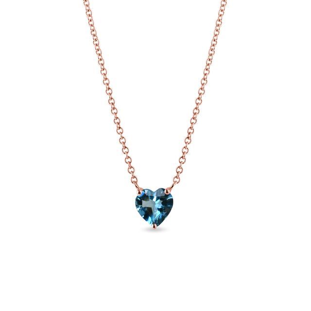 Heart-shaped London topaz pendant in rose gold