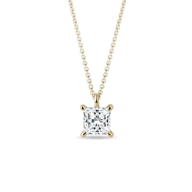 GELBGOLDENE HALSKETTE MIT LABOR-DIAMANTEN IM PRINZESSSCHLIFF - KETTEN MIT DIAMANTEN - KETTEN