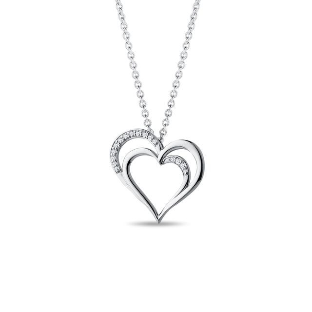 NECKLACE IN WHITE GOLD WITH DIAMOND HEART - DIAMOND NECKLACES - NECKLACES