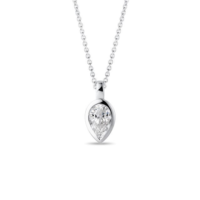 HALSKETTE MIT 0,7 CT DIAMANTEN IN TROPFENFORM AUS WEISSGOLD - KETTEN MIT DIAMANTEN - KETTEN
