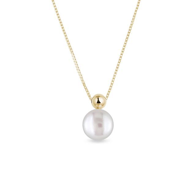 FRESHWATER PEARL NECKLACE IN YELLOW GOLD - PEARL PENDANTS - PEARL JEWELLERY