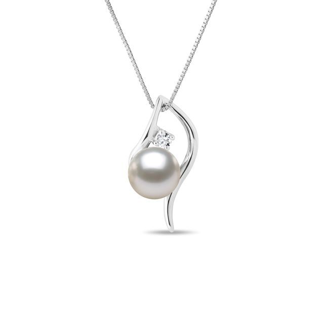 PERLENHALSKETTE MIT DIAMANTEN - PERLEN ANHÄNGER - PERLEN