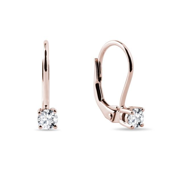 BOUCLES D'OREILLES AVEC BRILLANTS EN OR ROSE - BOUCLES D'OREILLES EN DIAMANT - BOUCLES D'OREILLES