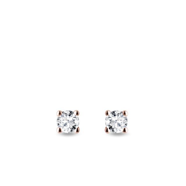 BOUCLES D'OREILLES FORGÉES EN OR ROSE AVEC BRILLANTS - PUCES D'OREILLES EN DIAMANT - BOUCLES D'OREILLES