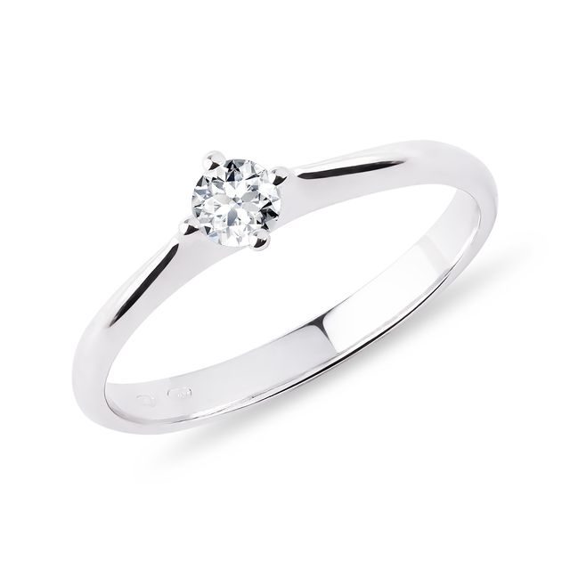 BAGUE MINIMALISTE D'OR BLANC AVEC DIAMANT - SOLITAIRES - BAGUES DE FIANÇAILLES