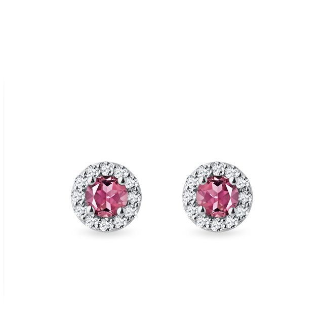 TOURMALINE AND DIAMOND WHITE GOLD EARRINGS - TOURMALINE EARRINGS - EARRINGS