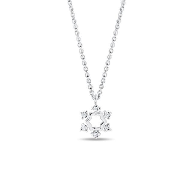 COLLIER FLOCON DE NEIGE EN DIAMANT EN OR BLANC 14 CARATS - COLLIERS AVEC DIAMANTS - COLLIERS