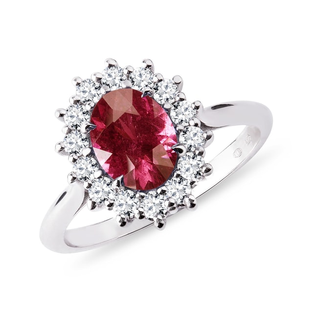 TOURMALINE AND DIAMOND RING IN WHITE GOLD - TOURMALINE RINGS - RINGS