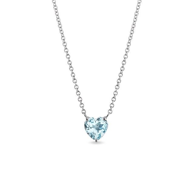 PENDENTIF AVEC CHAINE D'OR BLANC ET TOPAZE SKY BLUE TAILLE CŒUR - COLLIERS AVEC TOPAZE - COLLIERS