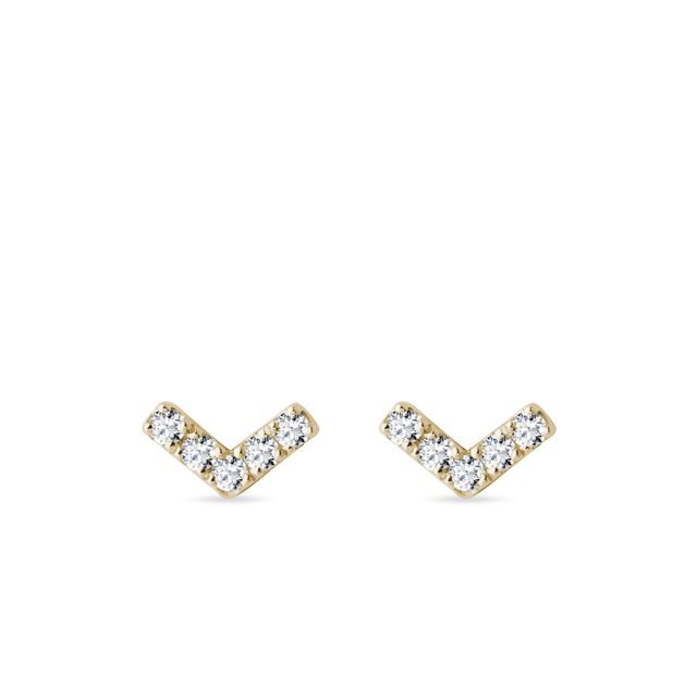 YELLOW GOLD DIAMOND V EARRINGS - DIAMOND EARRINGS - EARRINGS