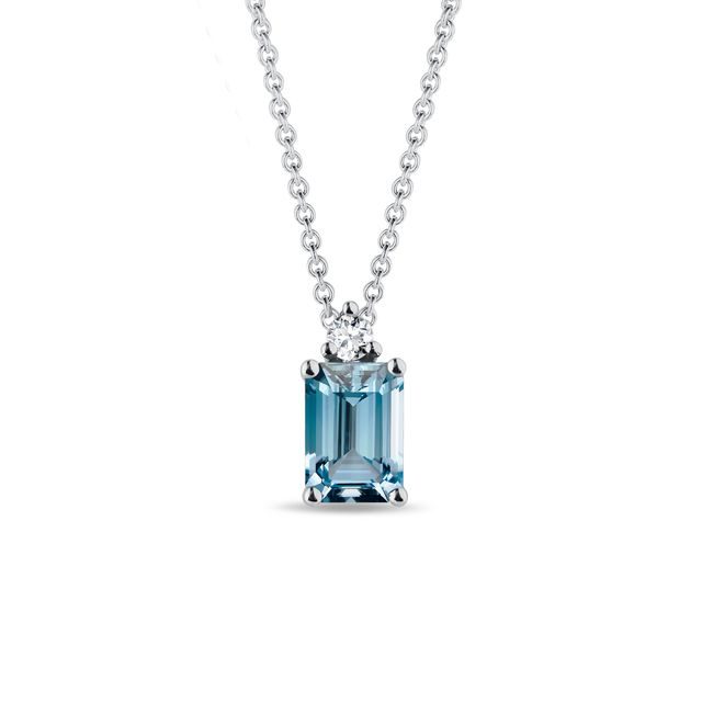 SWISS TOPAZ AND DIAMOND WHITE GOLD NECKLACE - TOPAZ NECKLACES - NECKLACES