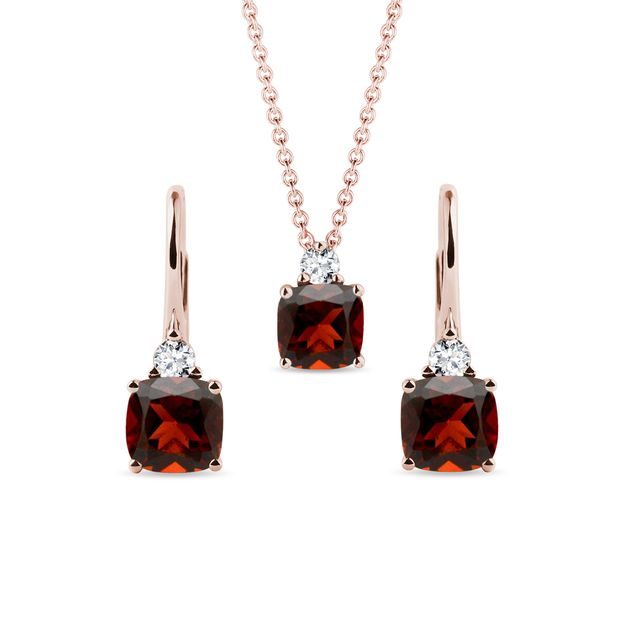 GARNET AND DIAMOND JEWELRY SET IN ROSE GOLD - JEWELRY SETS - FINE JEWELRY