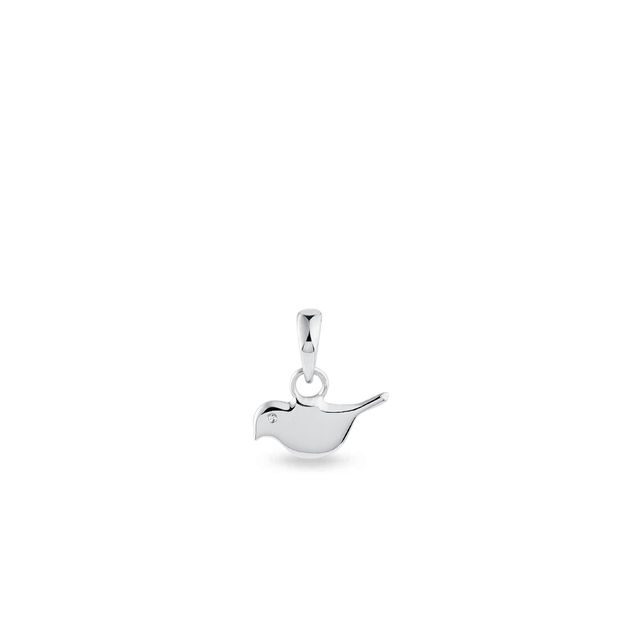 PENDENTIF OISEAU EN OR BLANC AVEC DIAMANTS - PENDENTIFS - COLLIERS