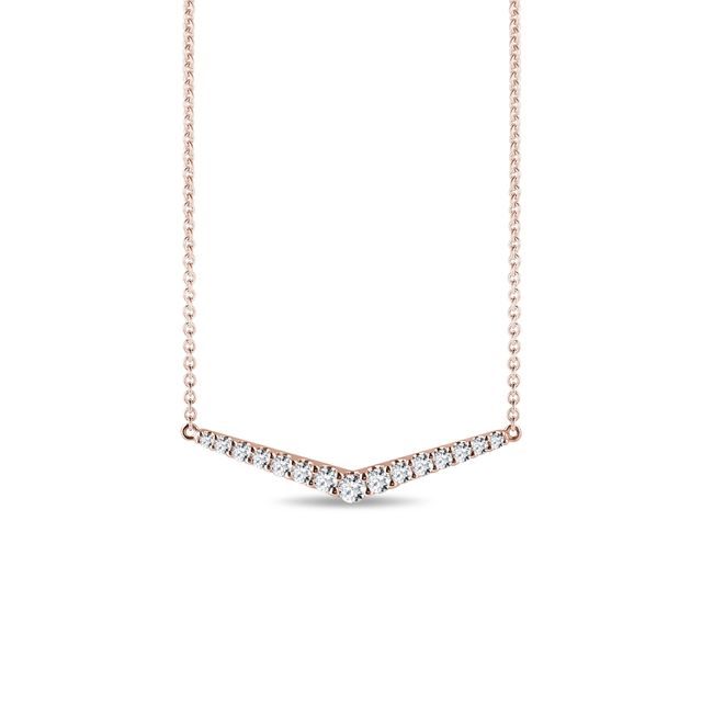 COLLIER V EN OR ROSE ET DIAMANTS - COLLIERS AVEC DIAMANTS - COLLIERS