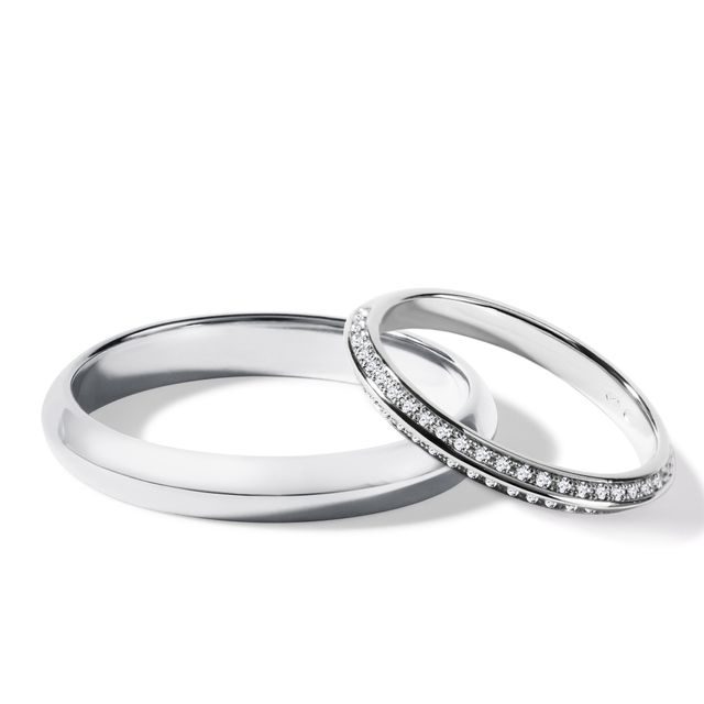 ENSEMBLE D'ANNEAUX DE MARIAGE EN OR BLANC AVEC DIAMANTS - ENSEMBLE D’ALLIANCES EN OR BLANC - ALLIANCES DE MARIAGE