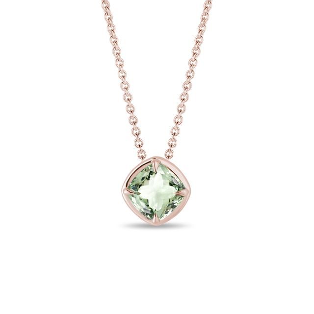 NECKLACE WITH GREEN AMETHYST IN ROSE GOLD - AMETHYST NECKLACES - NECKLACES