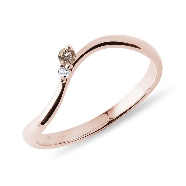 BAGUE EN OR ROSE AVEC DIAMANT CHAMPAGNE - BAGUES DE FIANÇAILLES AVEC DIAMANTS DE COULEUR - BAGUES DE FIANÇAILLES