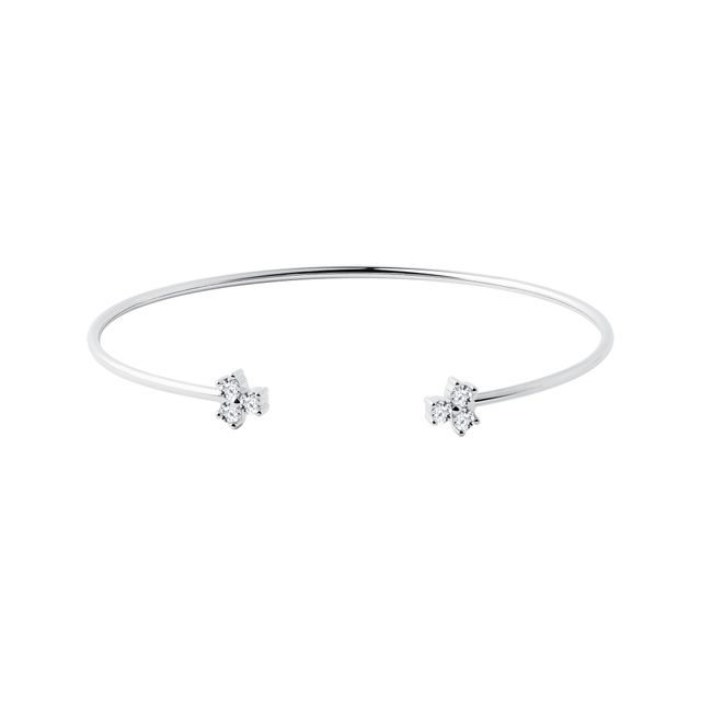 BRACELET EN OR BLANC AVEC SIX BRILLANTS - BRACELETS FLEXI - BRACELETS