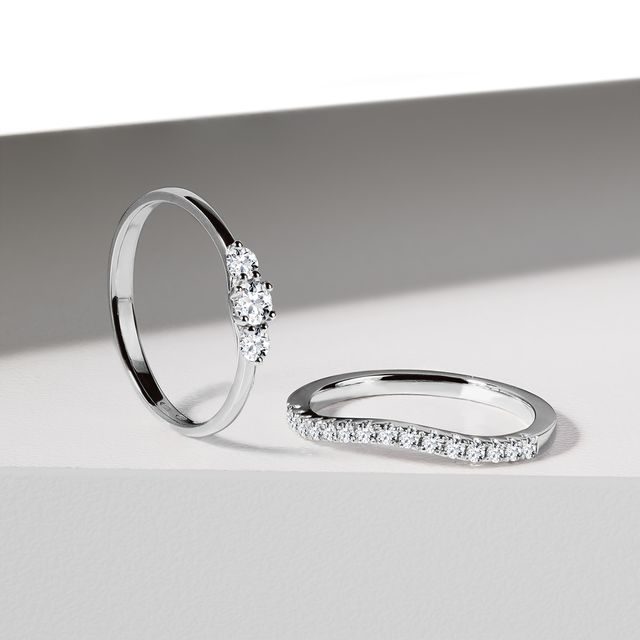 Briliantový snubní prsten z bílého 14k zlata | KLENOTA