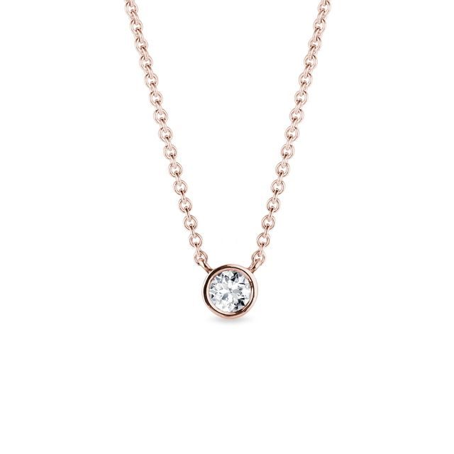 Diamond bezel necklace in rose gold