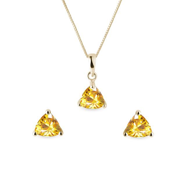CITRINE JEWELRY SET MADE OF 14K YELLOW GOLD - GEMSTONE SETS - FINE JEWELRY