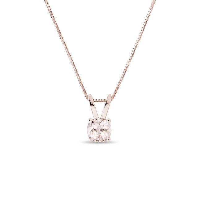 COLLIER EN OR ROSE AVEC PENDENTIF ET MORGANITE - COLLIERS AVEC MORGANITE - COLLIERS