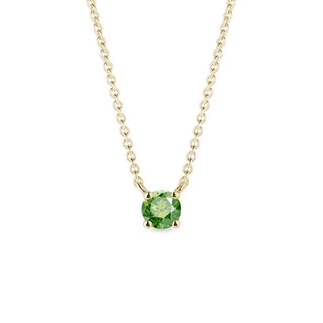 Green diamond necklace in yellow gold