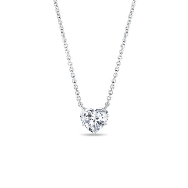 NASZYJNIK Z BIAŁEGO ZŁOTA Z DIAMENTEM W KSZTAŁCIE SERCA - NASZYJNIKI Z DIAMENTAMI - NASZYJNIKI