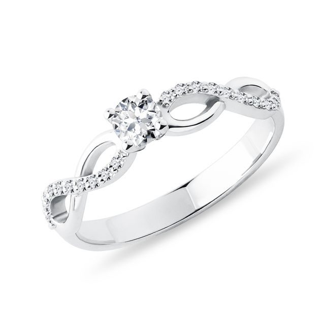 BAGUE D'OR BLANC AVEC DIAMANTS MOTIF INFINITÉ - BAGUES DE FIANÇAILLES EN DIAMANT - BAGUES DE FIANÇAILLES