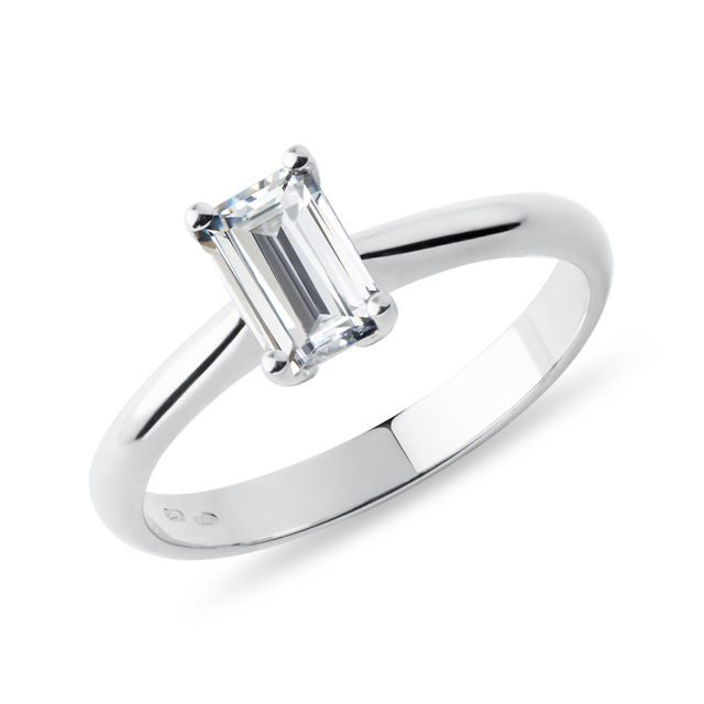 EMERALD CUT DIAMOND RING IN 14K WHITE GOLD - DIAMOND ENGAGEMENT RINGS - ENGAGEMENT RINGS
