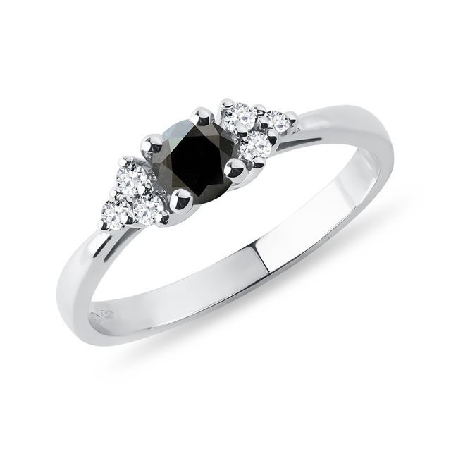 BLACK DIAMOND ENGAGEMENT RING IN WHITE GOLD - FANCY DIAMOND ENGAGEMENT RINGS - ENGAGEMENT RINGS