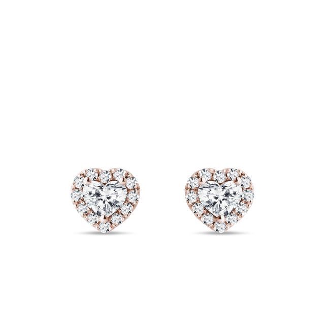 ROSE GOLD DIAMOND HEART EARRINGS - DIAMOND EARRINGS - EARRINGS