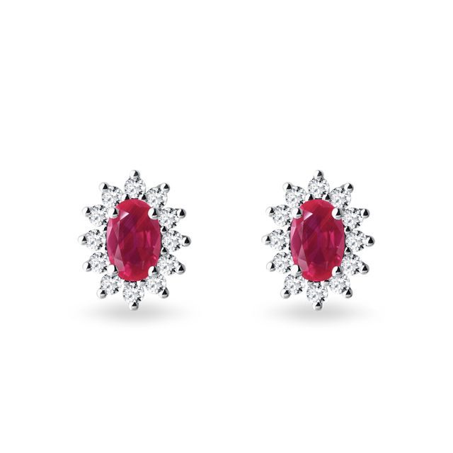 EARRINGS IN WHITE GOLD WITH DIAMONDS AND RUBIES - RUBY EARRINGS - EARRINGS