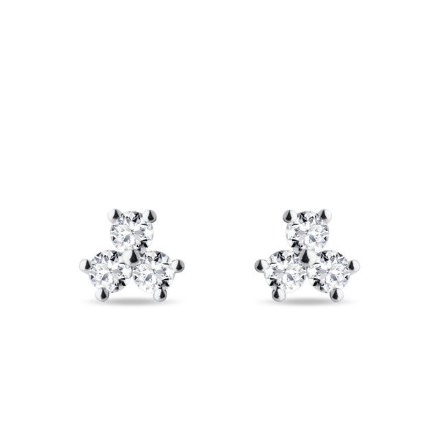 PUCES D'OREILLES EN OR BLANC 14 CT AVEC DIAMANTS - PUCES D'OREILLES EN DIAMANT - BOUCLES D'OREILLES