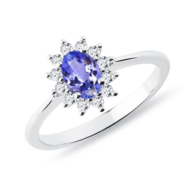 PRSTEN KATE Z BÍLÉHO ZLATA S TANZANITEM A DIAMANTY - PRSTENY S TANZANITEM - PRSTENY