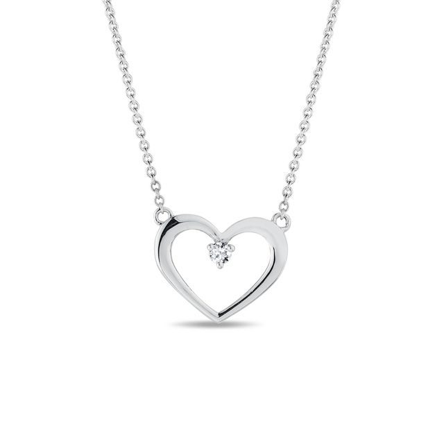 COLLIER COEUR EN OR BLANC AVEC DIAMANTS - COLLIERS AVEC DIAMANTS - COLLIERS