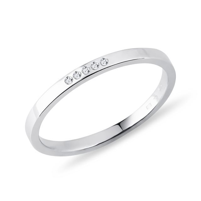 ALLIANCE EN OR BLANC AVEC DIAMANTS TAILLE BRILLANT - ALLIANCES DE MARIAGE FEMMES - ALLIANCES DE MARIAGE