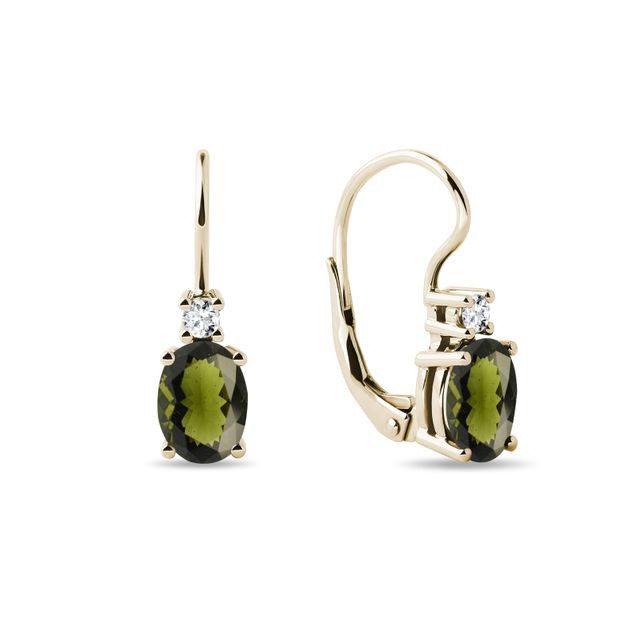 OVALE OHRRINGE MIT DIAMANTEN IN GELBGOLD - OHRRINGE MIT MOLDAVIT - OHRRINGE