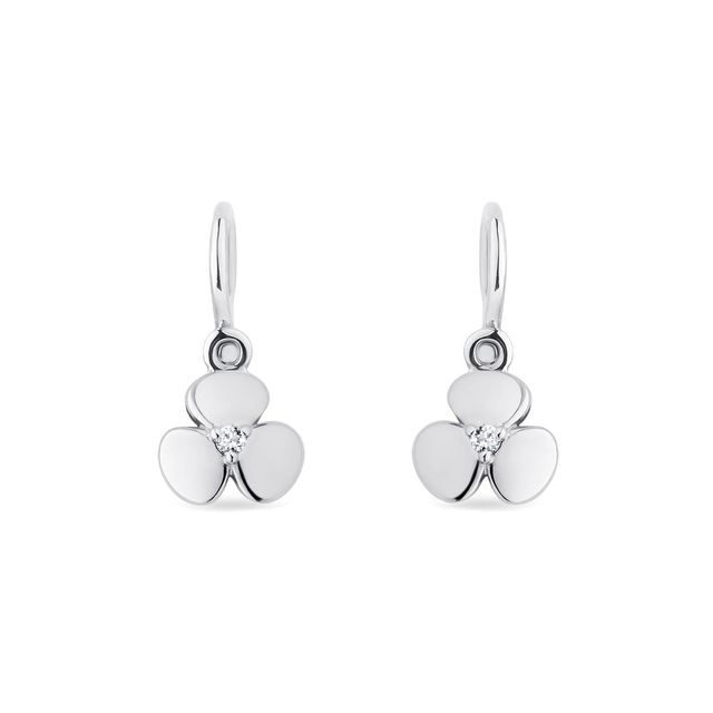 CHILDREN'S DIAMOND SHAMROCK PENDANT EARRINGS IN WHITE GOLD - CHILDREN'S EARRINGS - EARRINGS