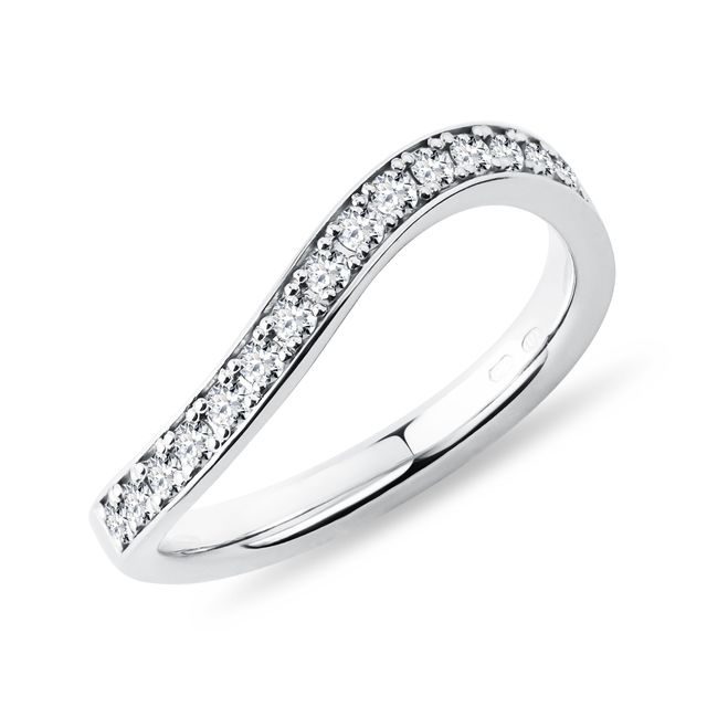 LADIES' WHITE GOLD DIAMOND WAVE RING - WOMEN'S WEDDING RINGS - WEDDING RINGS