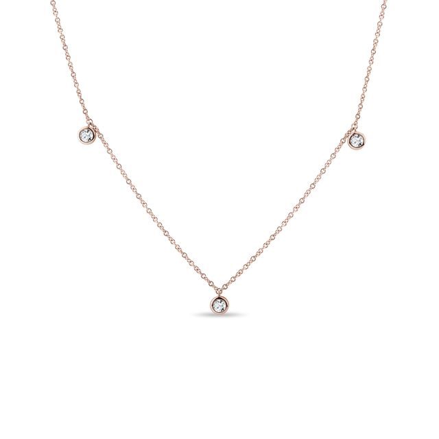 NÁHRDELNÍK Z RUŽOVÉHO ZLATA S BEZEL DIAMANTMI - NÁHRDELNÍKY S DIAMANTMI - NÁHRDELNÍKY