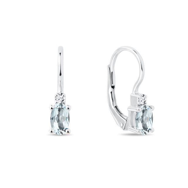 OHRRINGE MIT OVALEN AQUAMARINEN UND DIAMANTEN IN WEISSGOLD - OHRRINGE AQUAMARIN - OHRRINGE